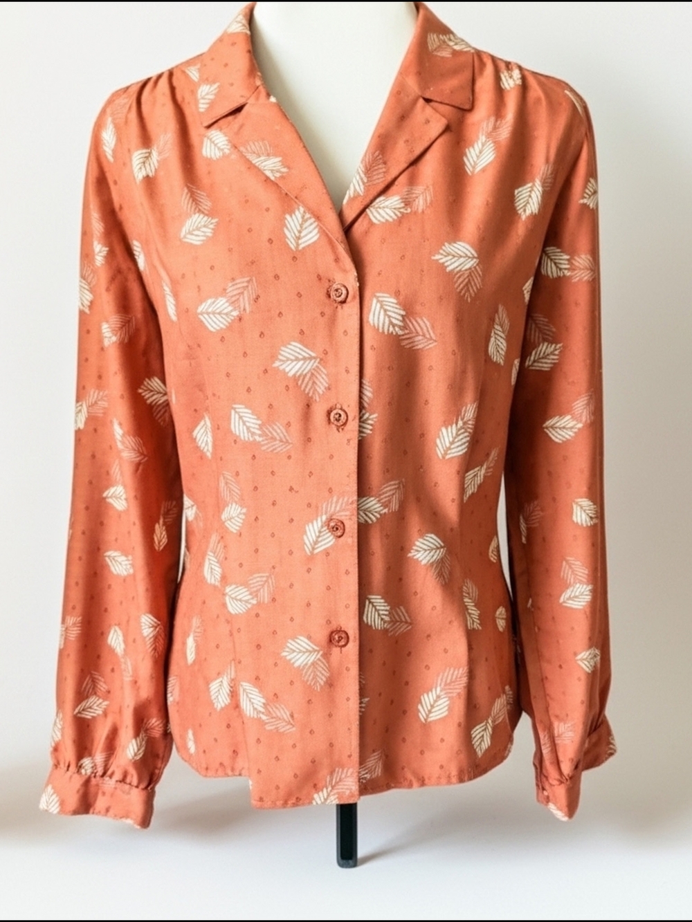 Breckenridge Rust-Red Floral Print Blouse Sz 8 (017)
